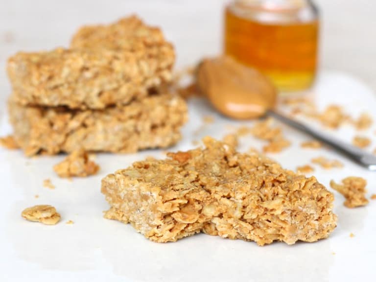3Ingredient Peanut Butter Honey Oat Bars The BakerMama