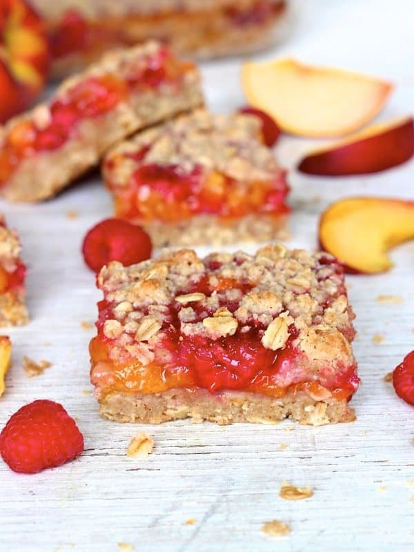 Peach Raspberry Crumb Bars  The BakerMama