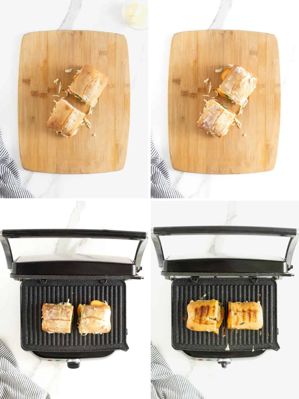 Steps to make chicken pesto peach panini.