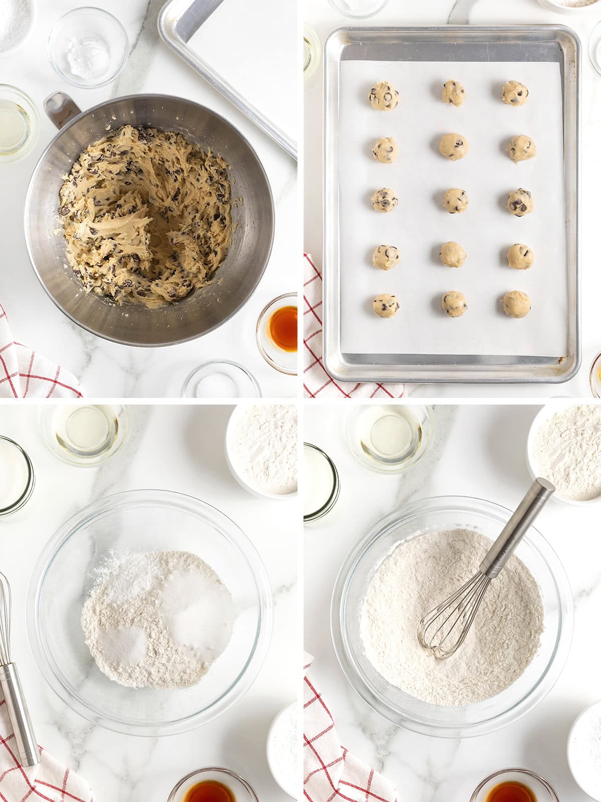 Steps to make fried cookie dough.