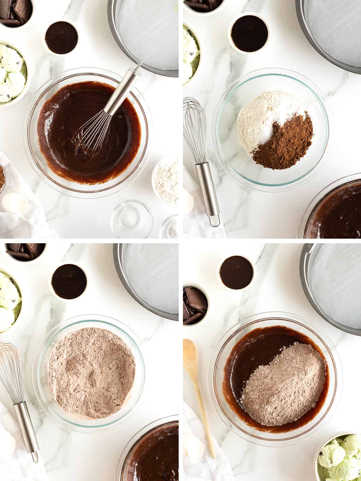 Steps to make the chocolate cake for an ice cream cake.