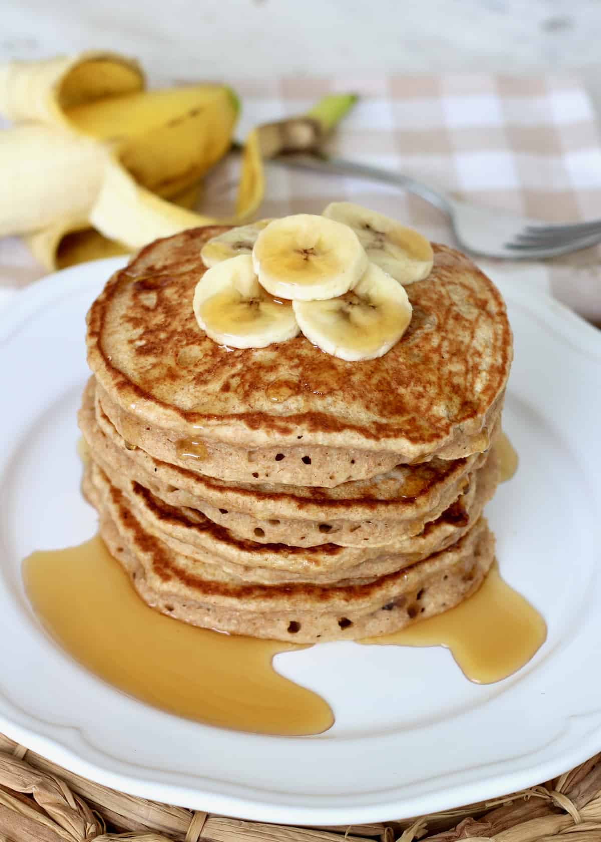 Whole Wheat Banana Pancakes by The BakerMama