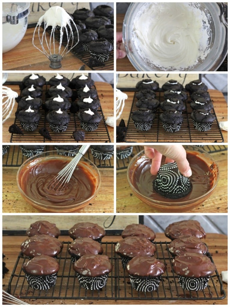 Dark Chocolate Cream Filled Cupcakes