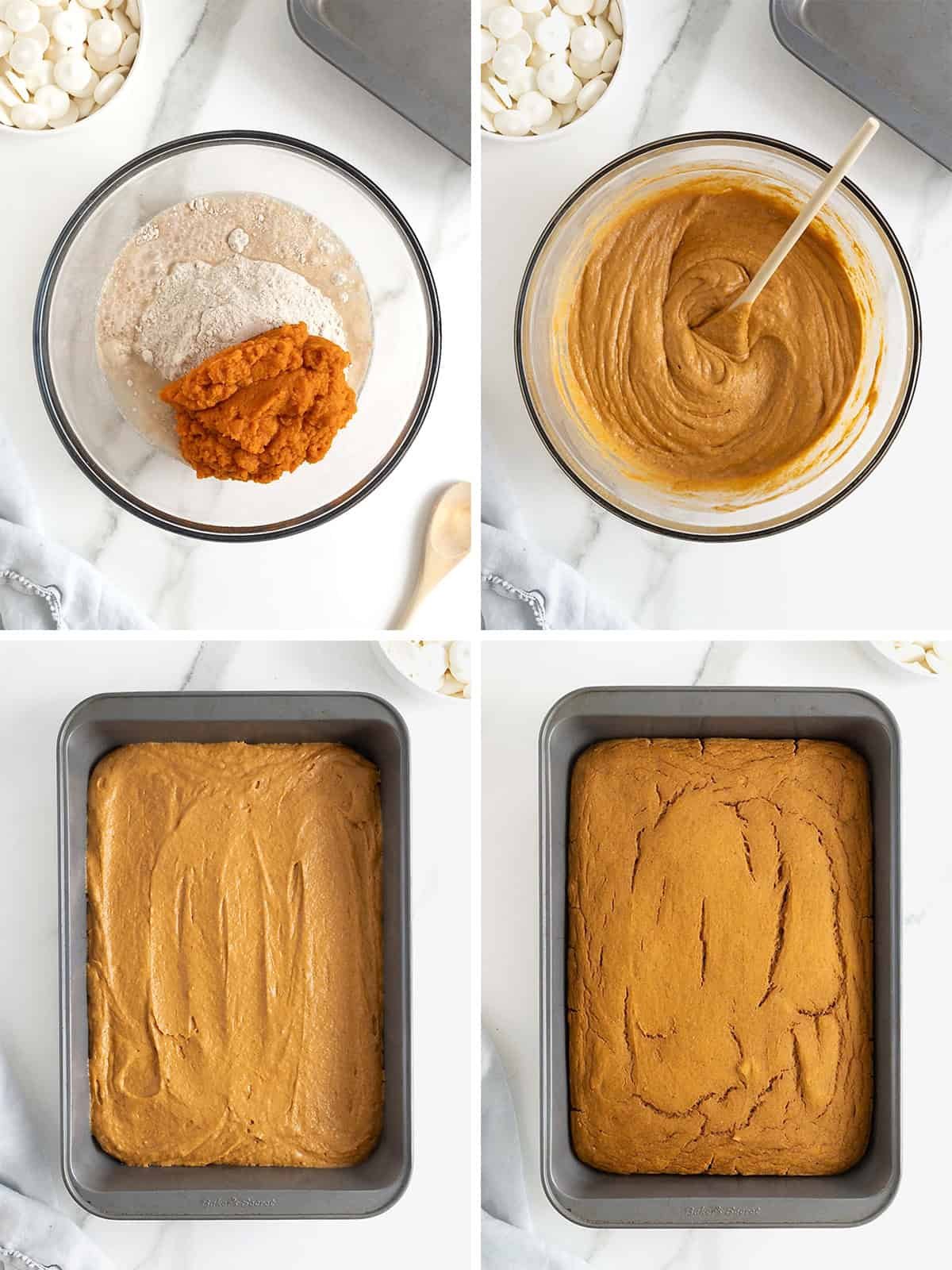 Steps to make pumpkin spice cake balls.