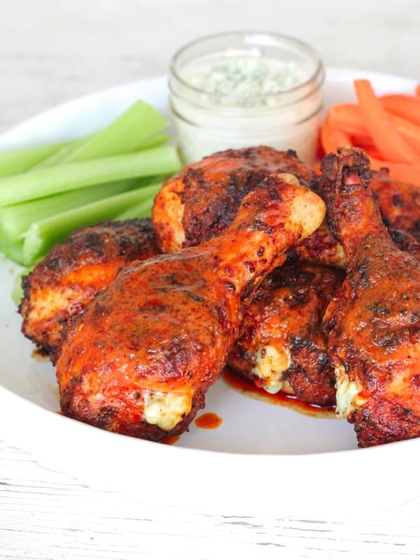 Grilled Buffalo Blue Cheese Stuffed Drumsticks