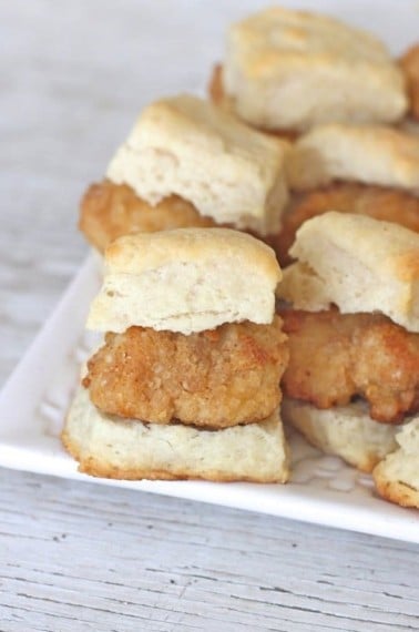 Oven Fried Mini Chicken Biscuits