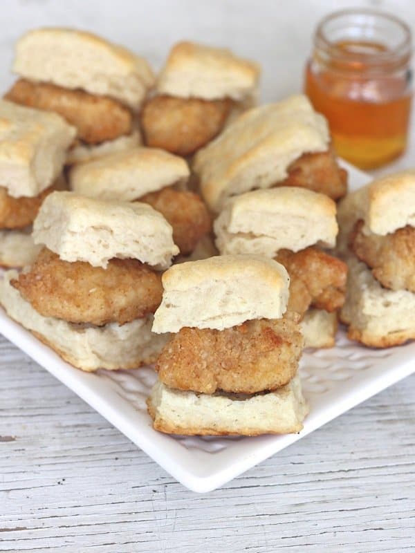 Oven Fried Mini Chicken Biscuits