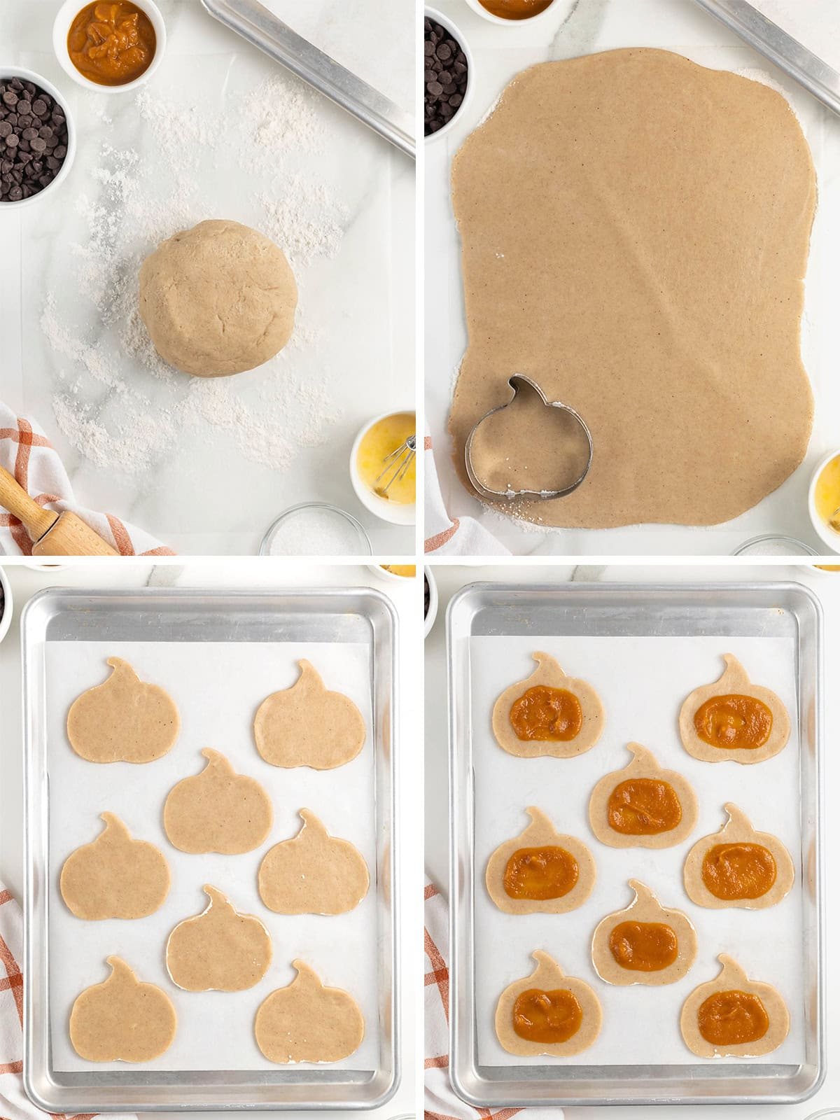 Steps to make pumpkin chocolate hand pies.