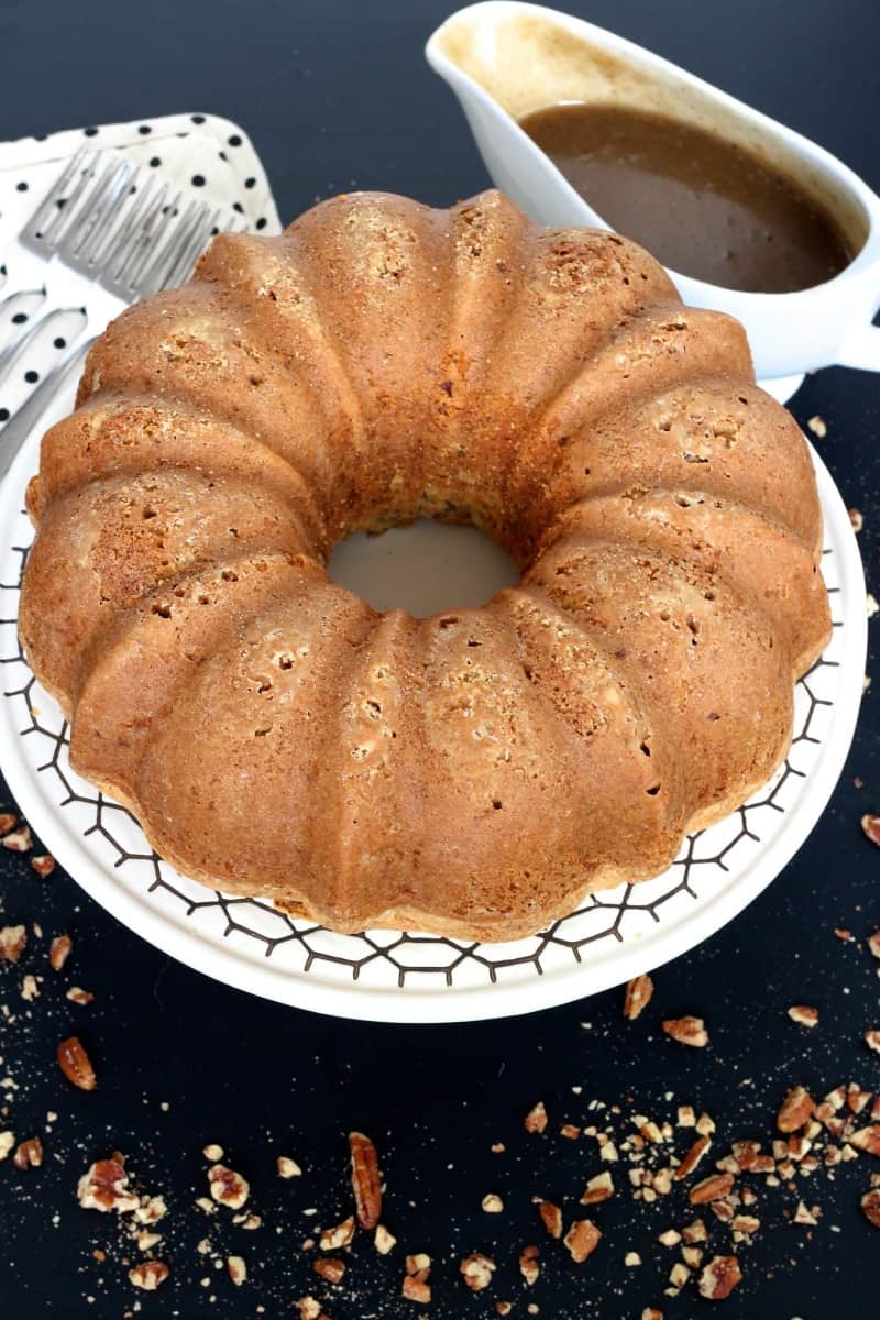 Brown Butter Pecan Pound Cake with Brown Butter Caramel Sauce