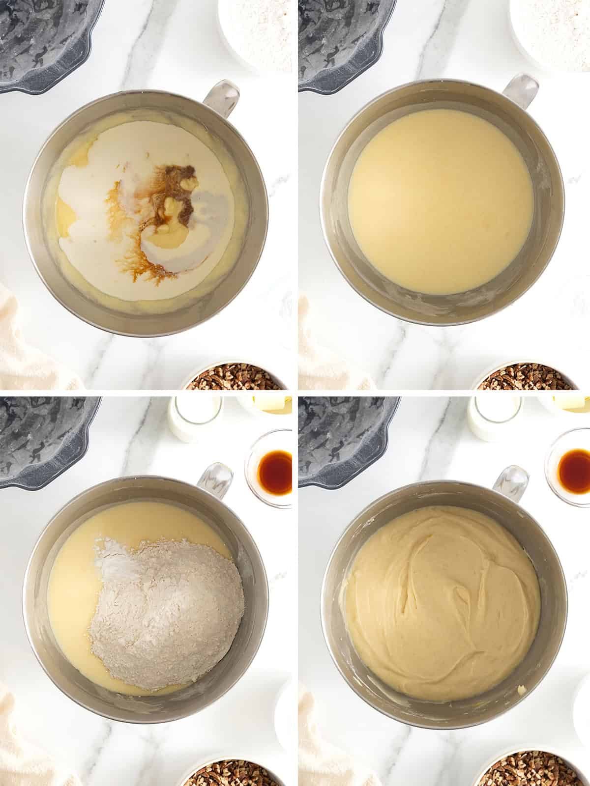 Steps to make brown butter pound cake.