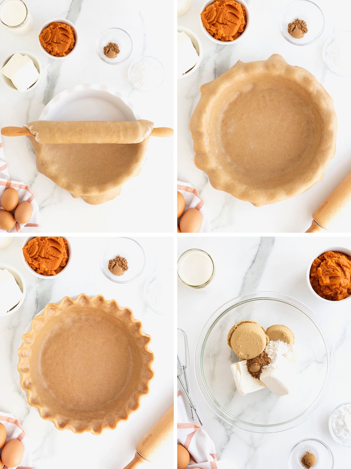 Steps to make pumpkin cream pie.