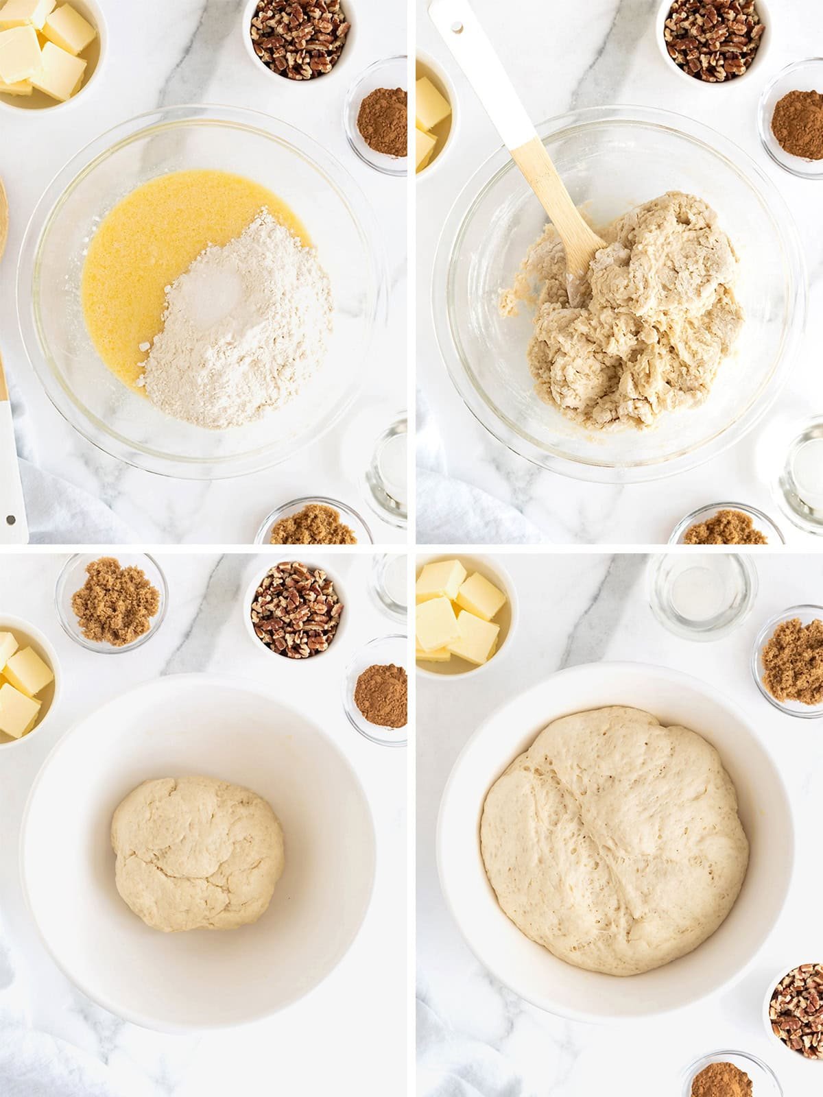 Steps to make sticky buns.