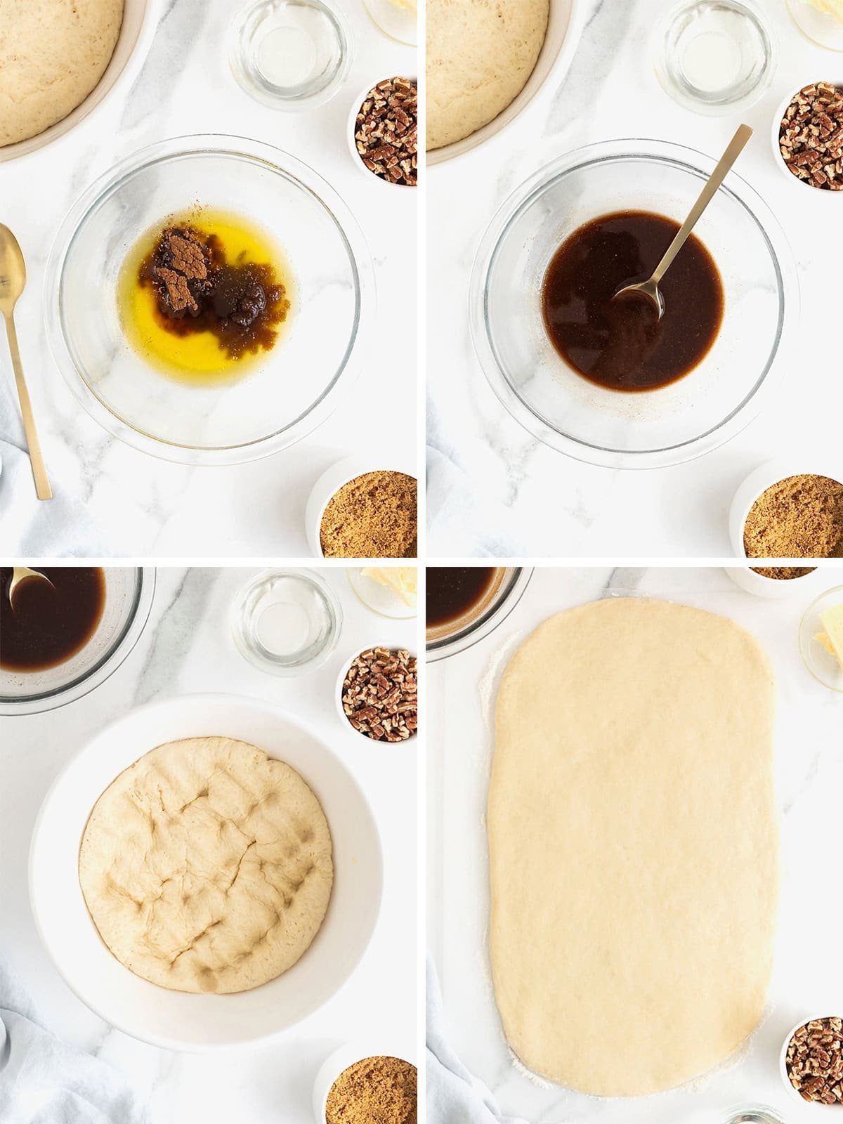 Steps to make sticky buns.