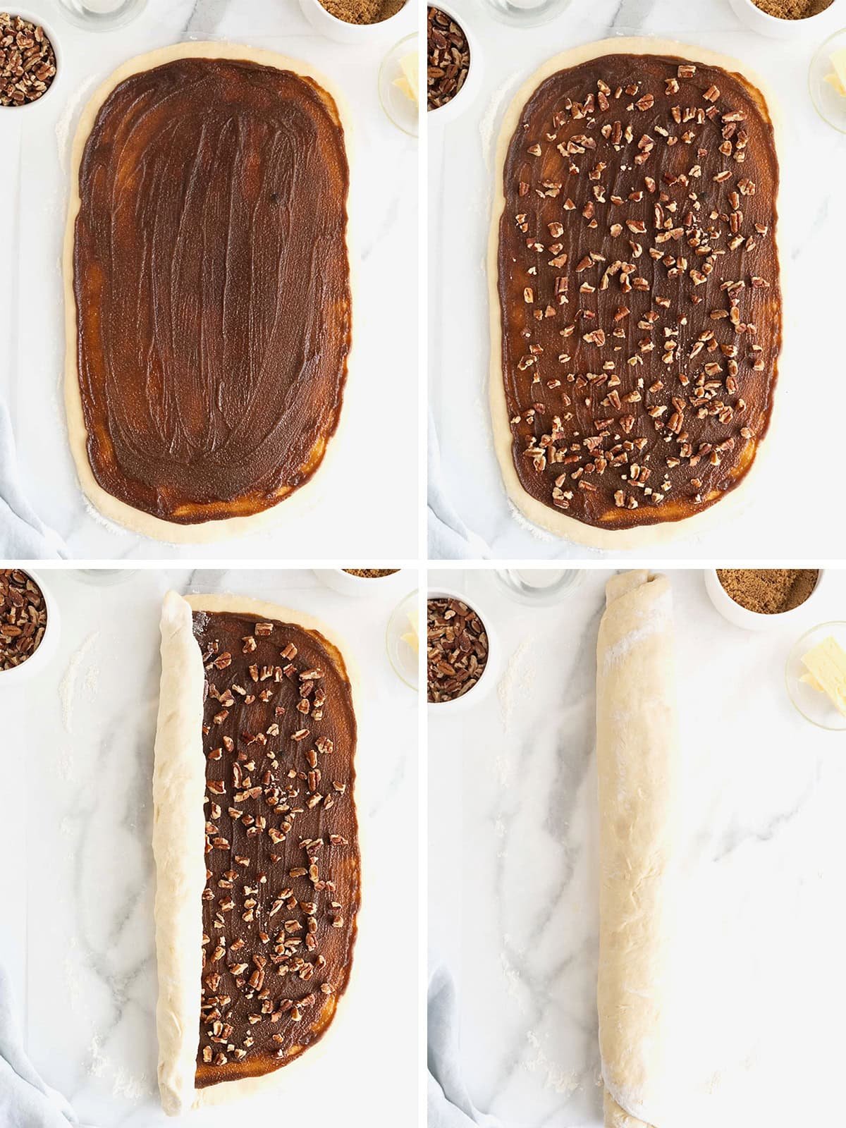 Steps to make sticky buns.