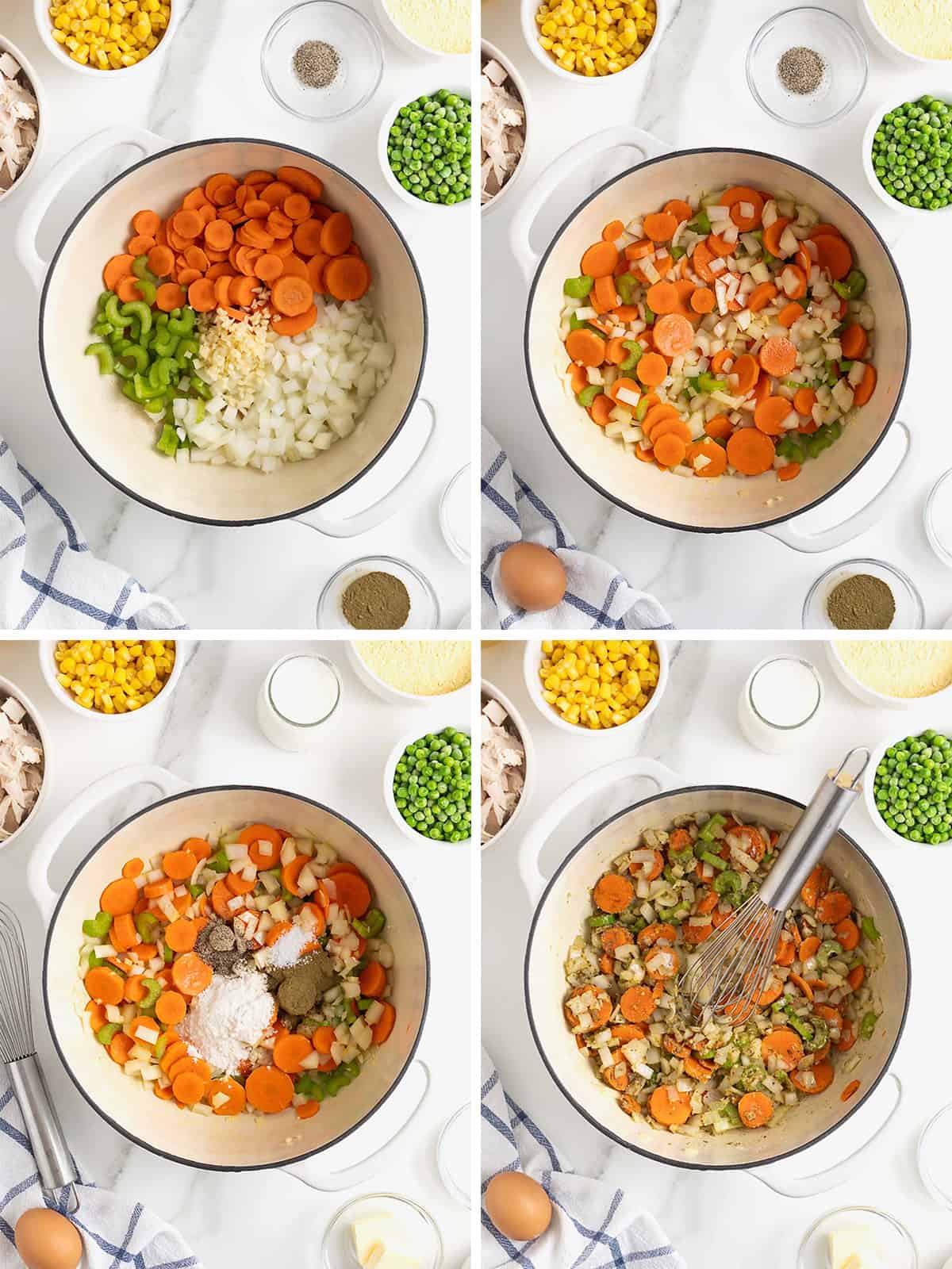 Steps to make turkey and cornbread dumplings.