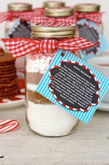 Peppermint Hot Cocoa Cookies in a Jar