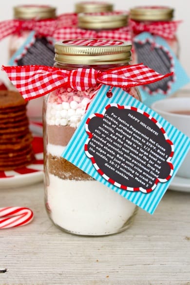 Peppermint Hot Cocoa Cookies in a Jar