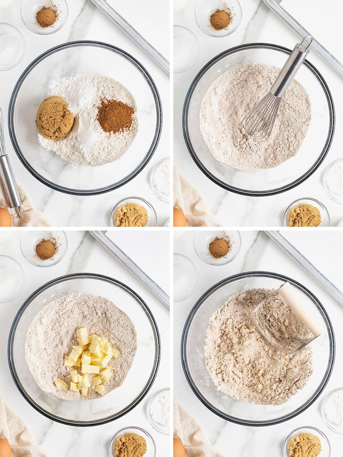 Steps to make snickerdoodle streusel scones.