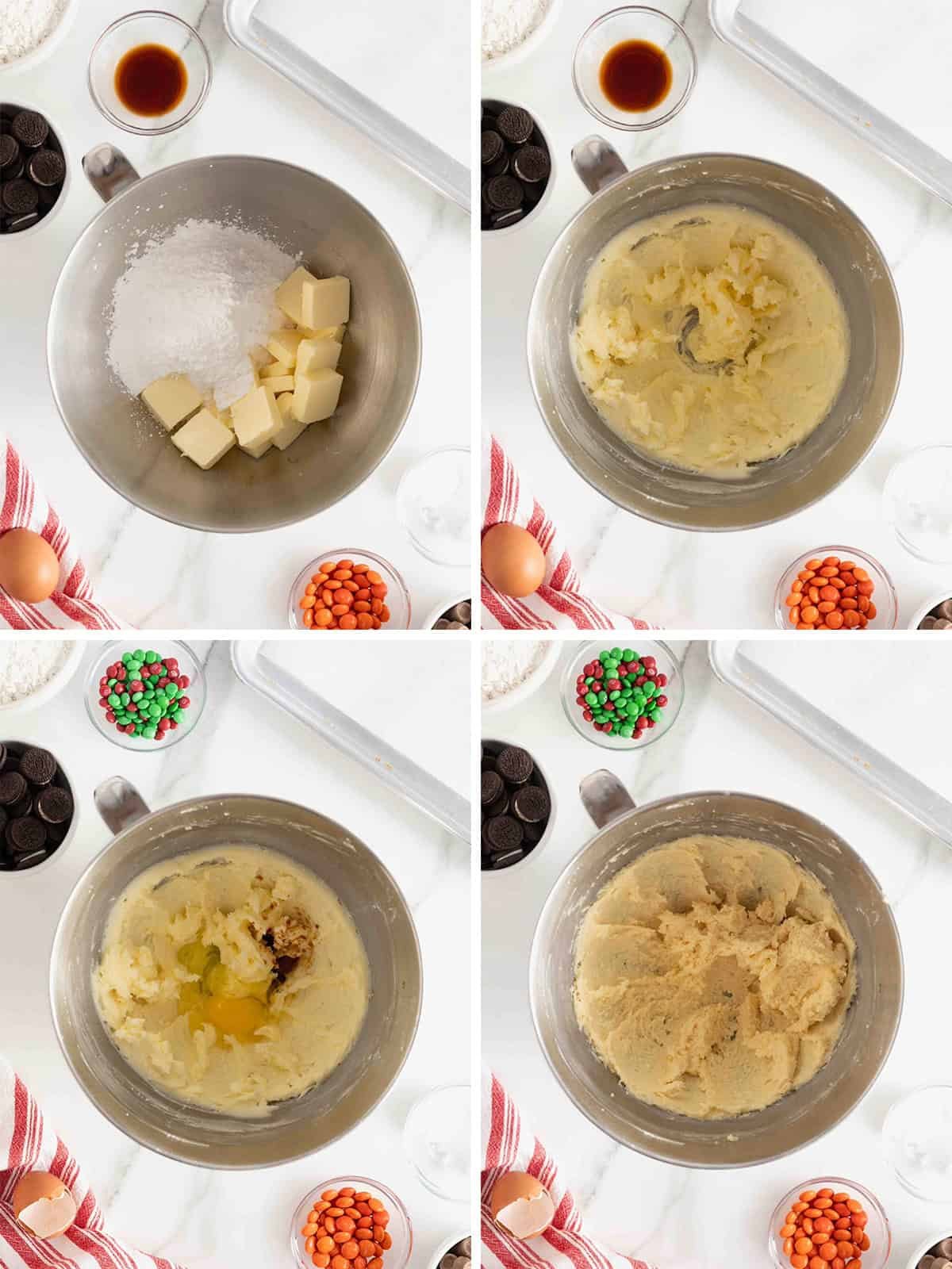 Steps to make Snowman Sugar Cookies.