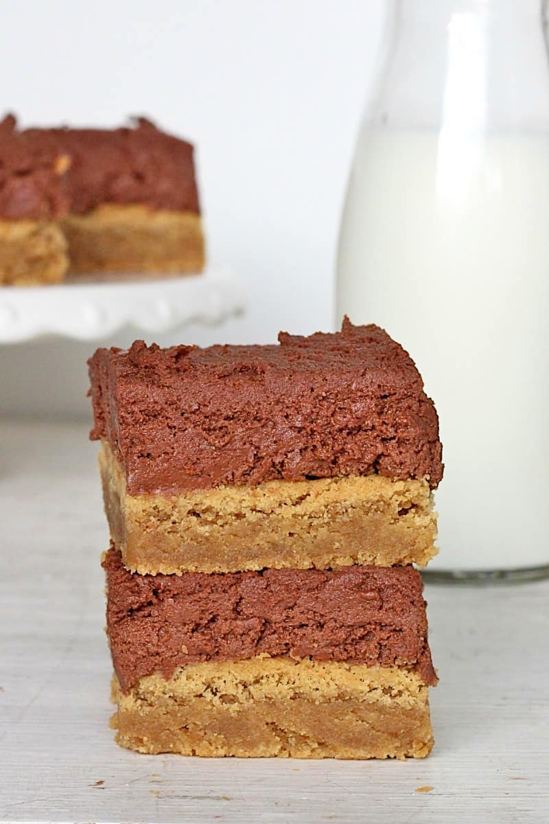 Brownie Batter Frosted Peanut Butter Bars