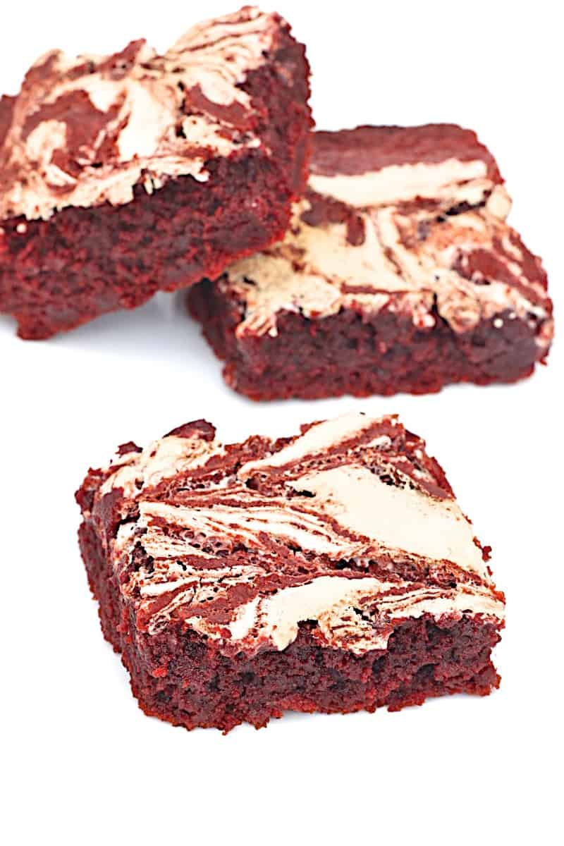 Marshmallow Swirled Red Velvet Brownies - The BakerMama