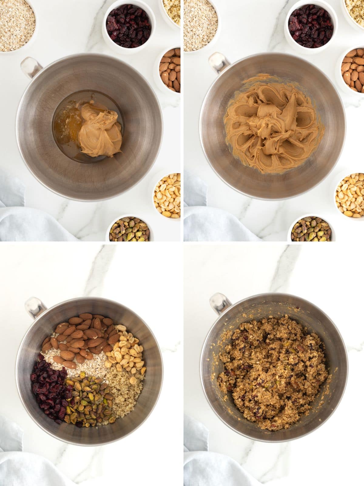 Steps to make trail mix quinoa bites.