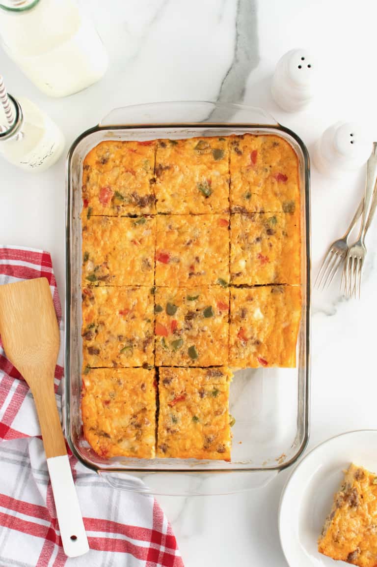 Sausage, Egg and Cheese Breakfast Bake - The BakerMama