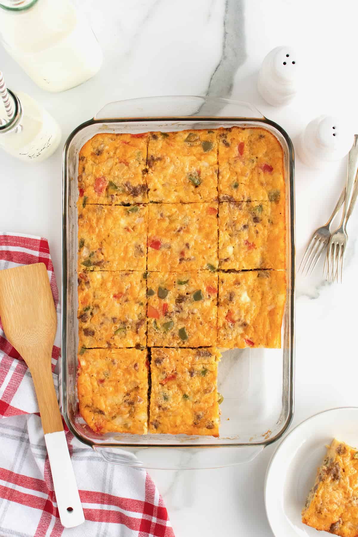 Sausage Egg and Cheese Breakfast Bake by The BakerMama 