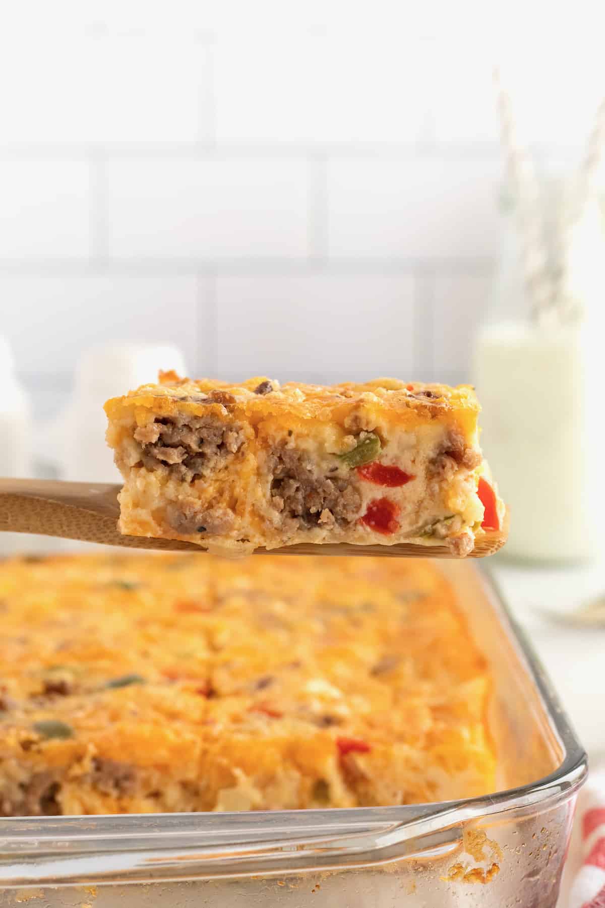 Egg Sausage and Cheese Breakfast Bake by The BakerMama