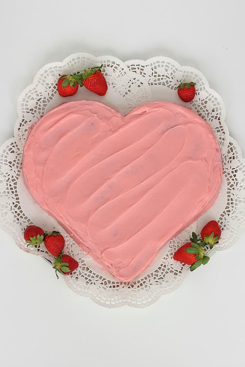 Fresh Strawberry Heart Cake