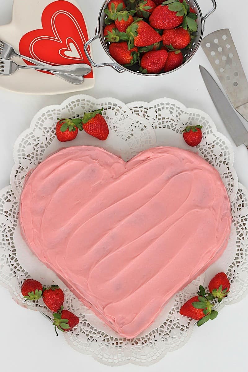 Fresh Strawberry Heart Cake