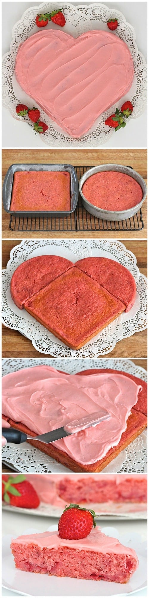 Fresh Strawberry Heart Cake