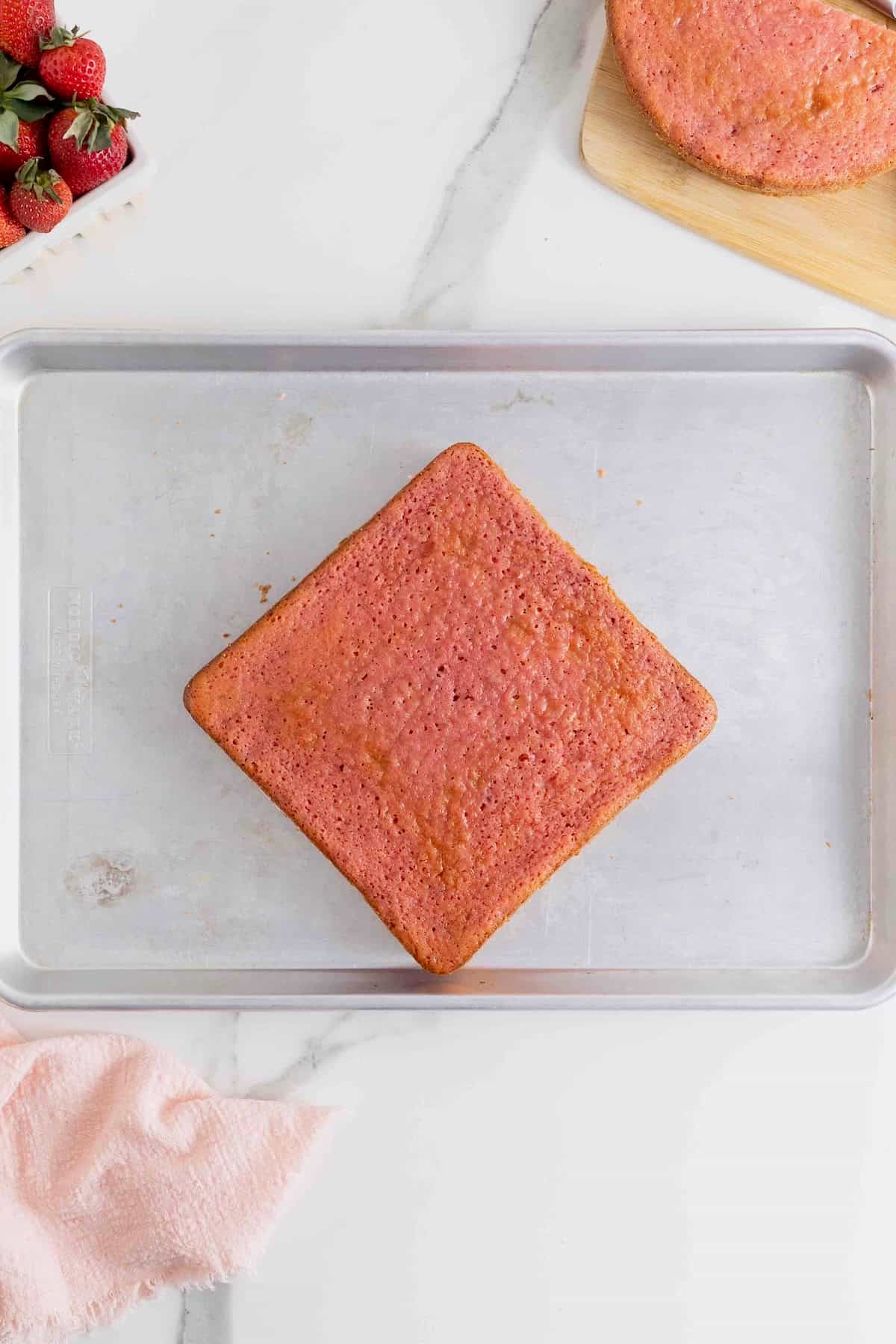 A square cake arranged to look like a diamond from above.