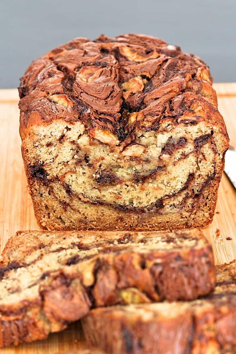 Nutella Swirled Banana Bread - The BakerMama