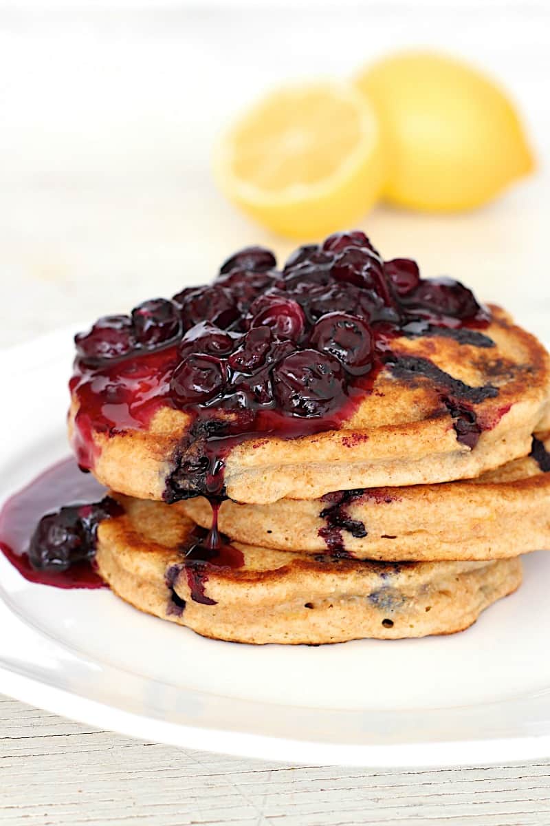 Whole Wheat Blueberry Lemon Ricotta Pancakes - The BakerMama