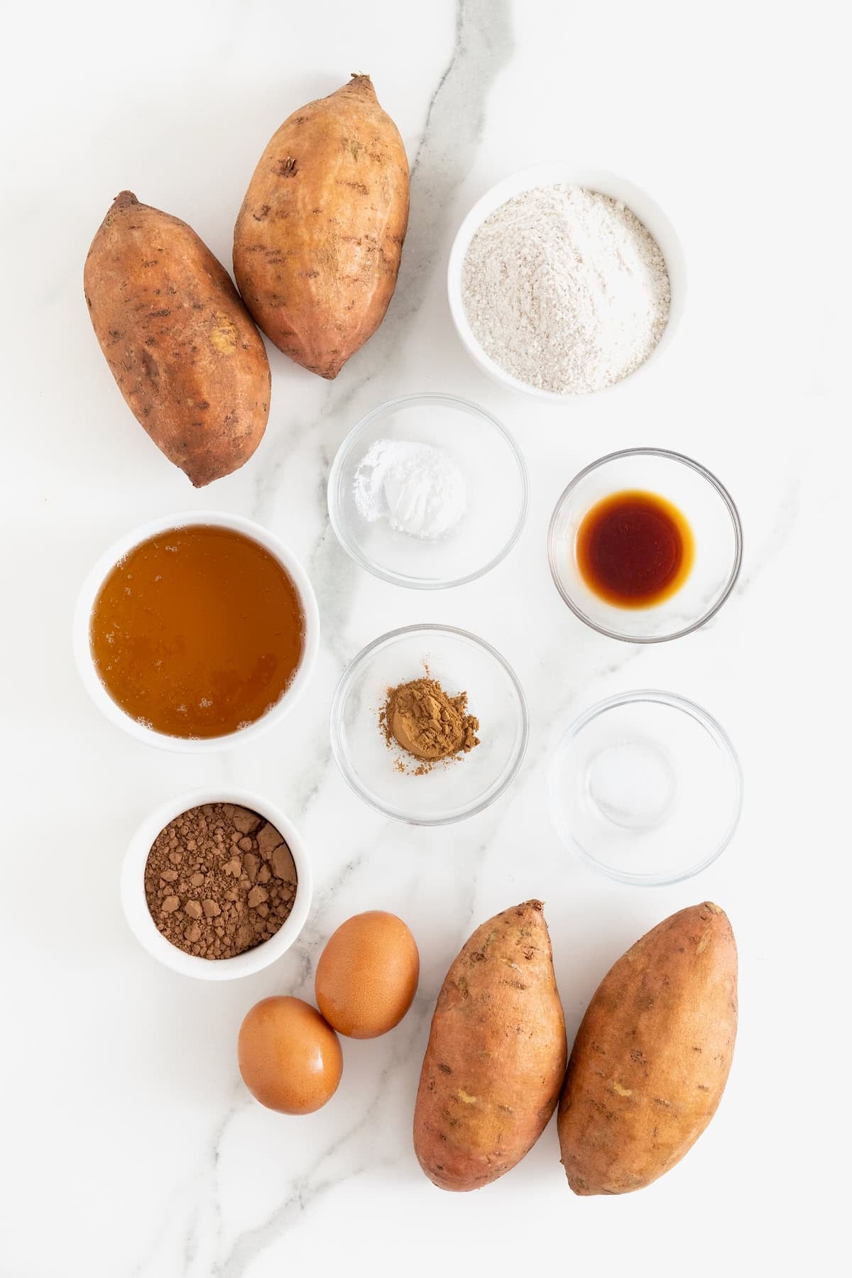Ingredients to make whole wheat sweet potato brownies.
