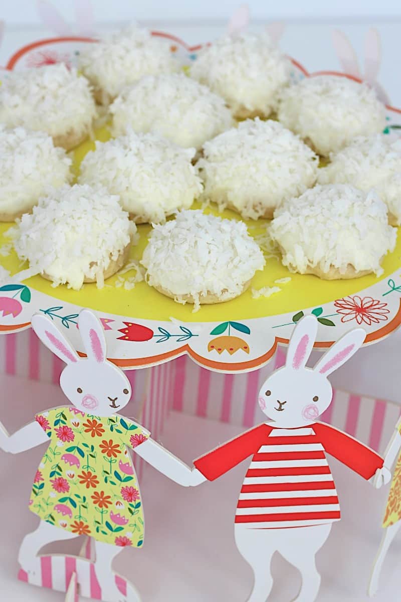 White Chocolate Dipped Coconut "Bunny Tail" Cookies