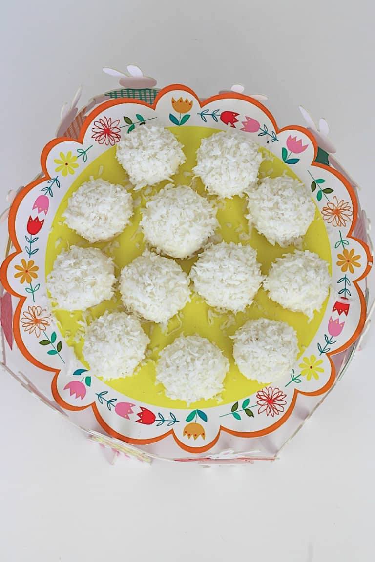 White Chocolate Dipped Coconut "Bunny Tail" Cookies The BakerMama