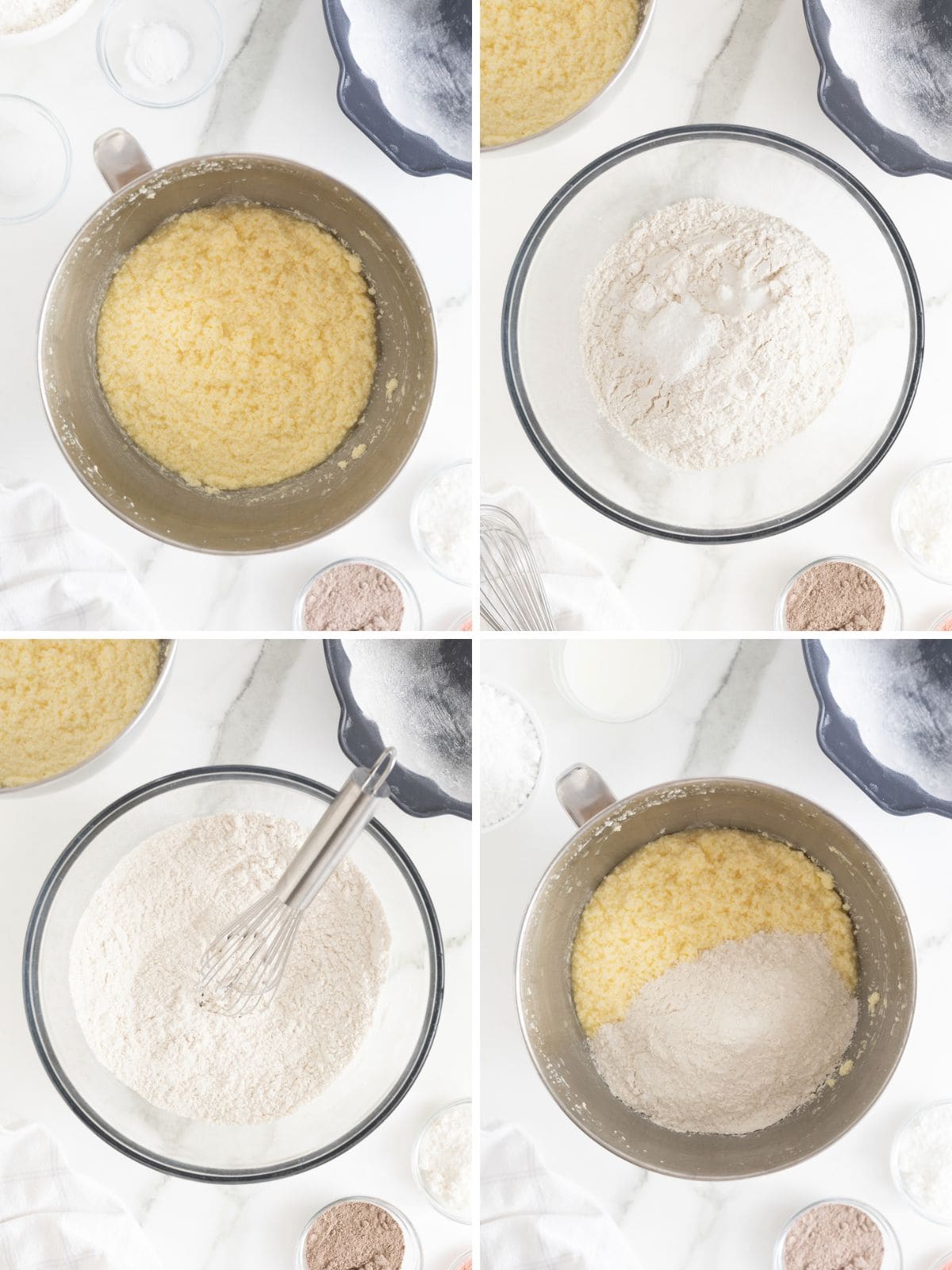 Steps to make Neapolitan pound cake.