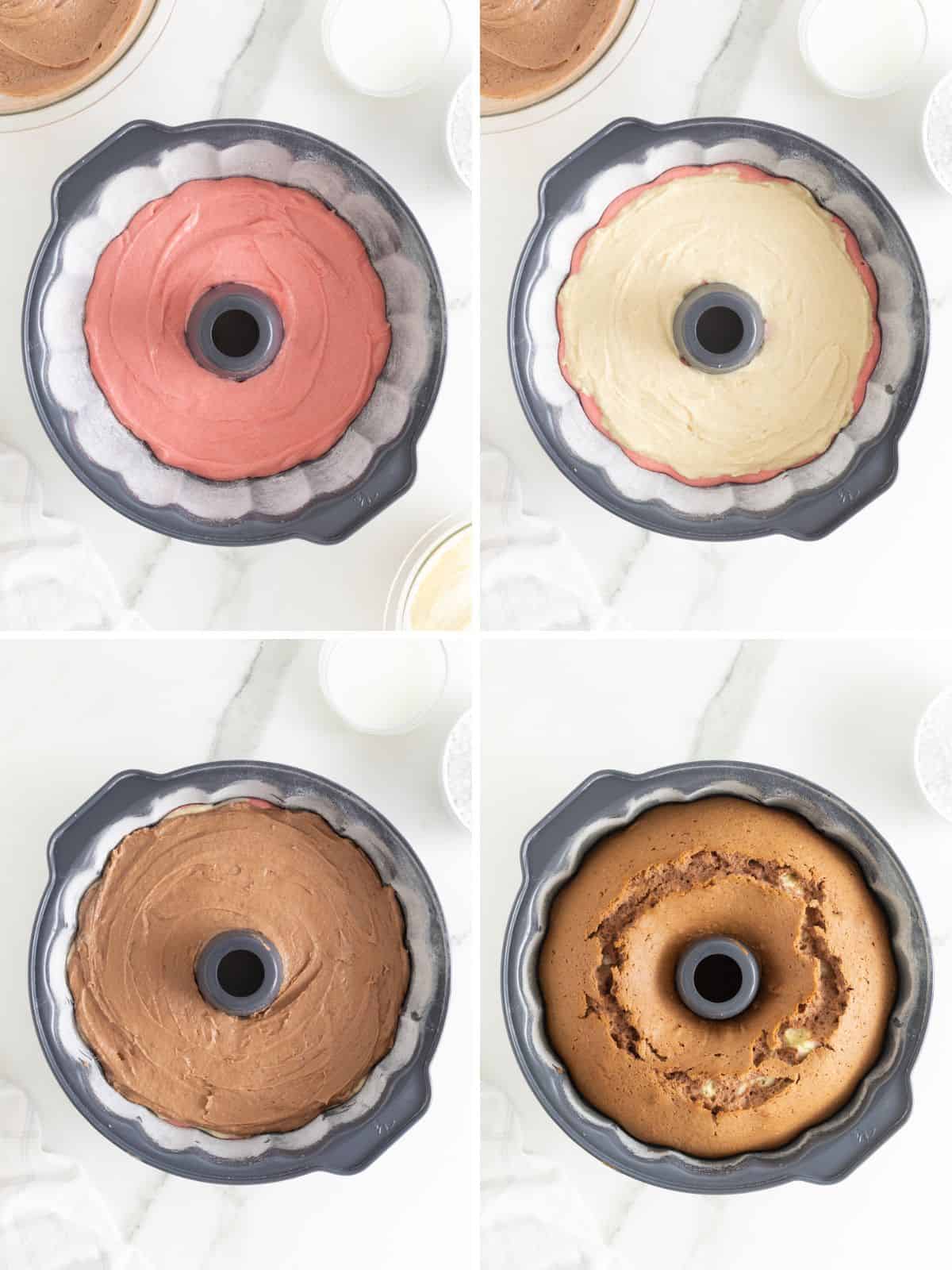 Steps to make Neapolitan Pound Cake.