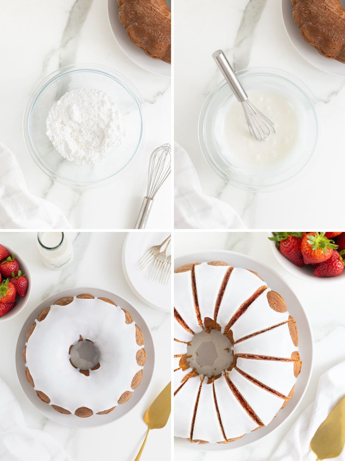 Steps to make a Neapolitan pound cake.
