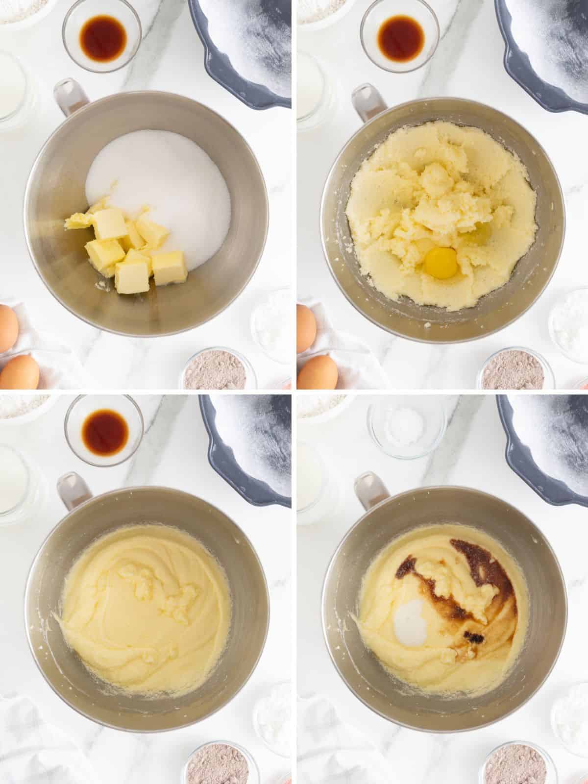 Steps to make Neapolitan pound cake.