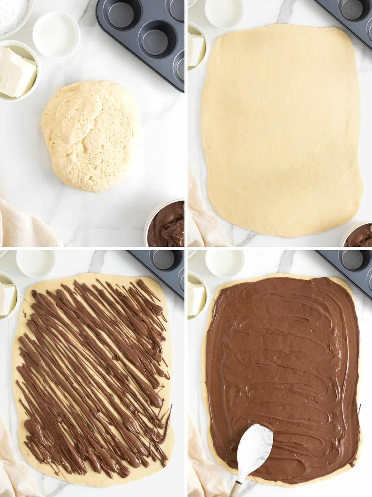 Steps to make Nutella roll muffins.