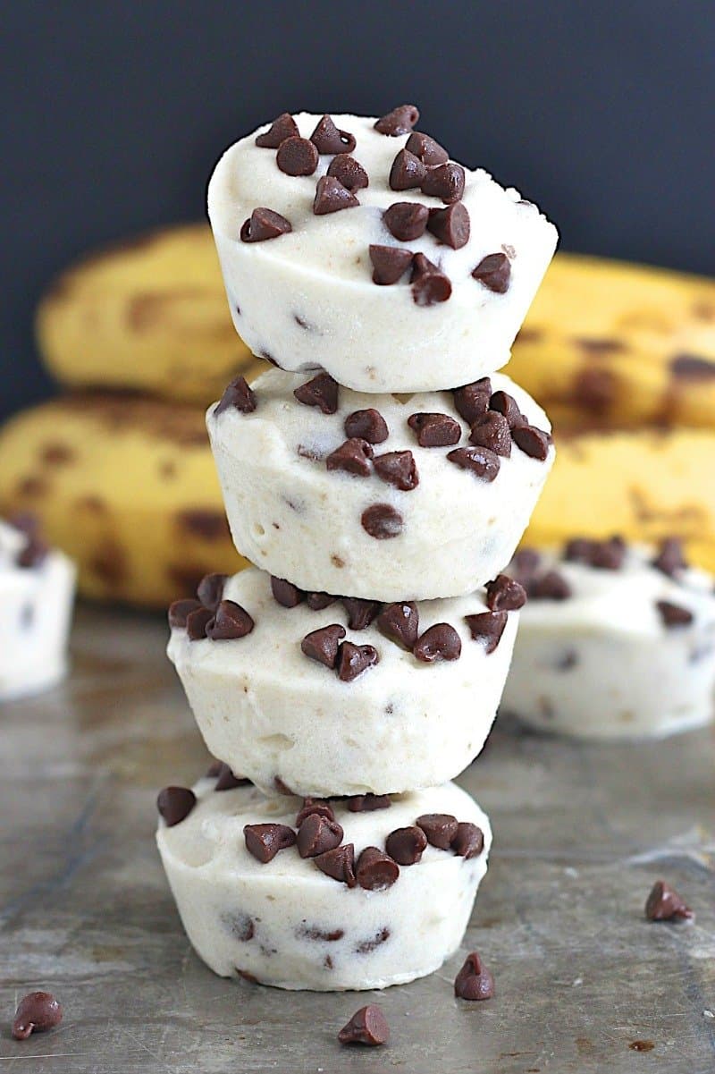 Two Ingredient Banana Chocolate Chip Ice Cream Bites The Bakermama 