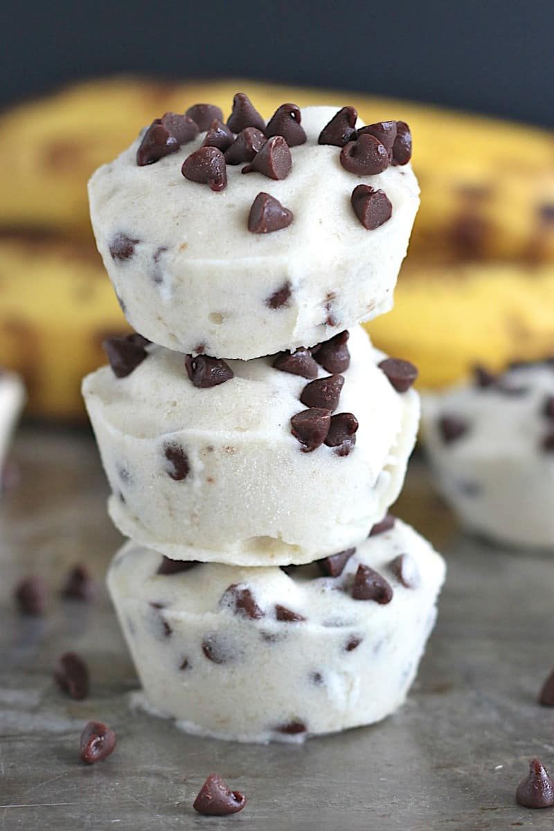 Two-Ingredient Banana Chocolate Chip Ice Cream Bites | The BakerMama