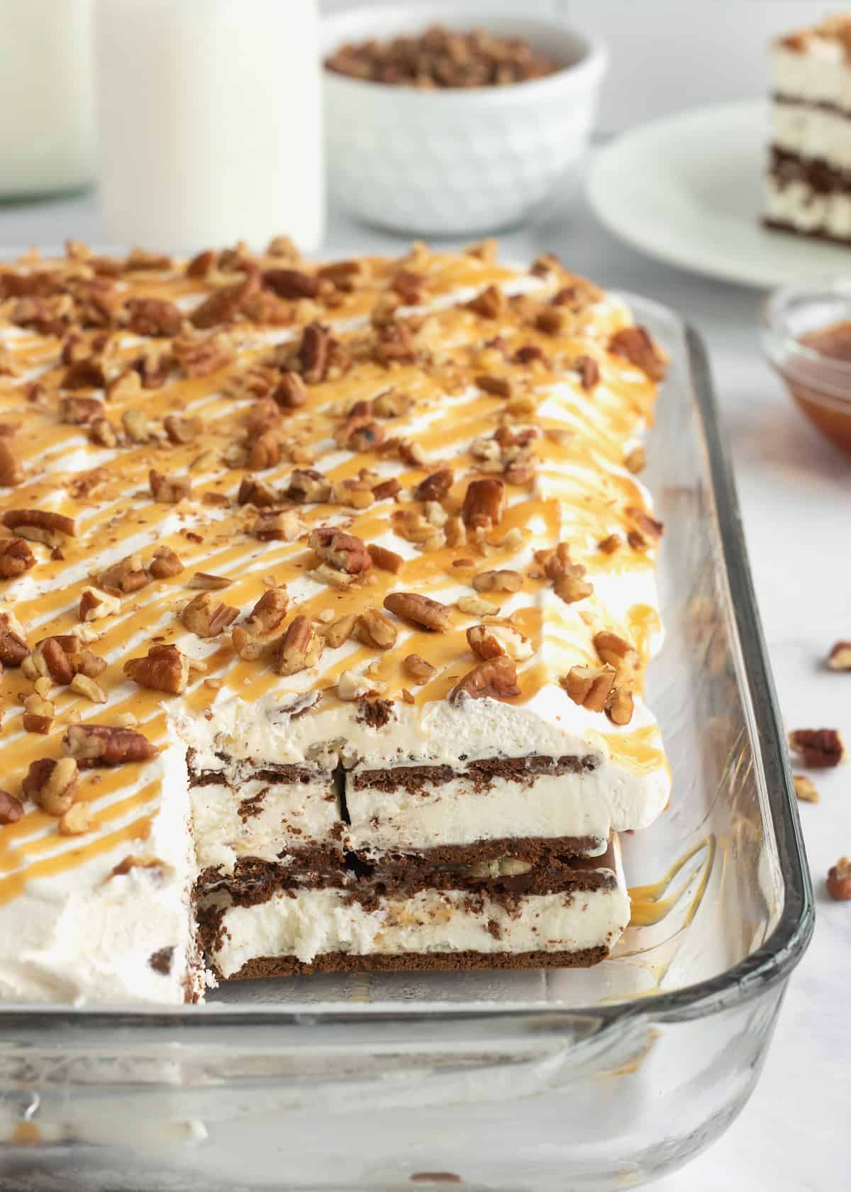 ice cream sandwich cake with peanuts