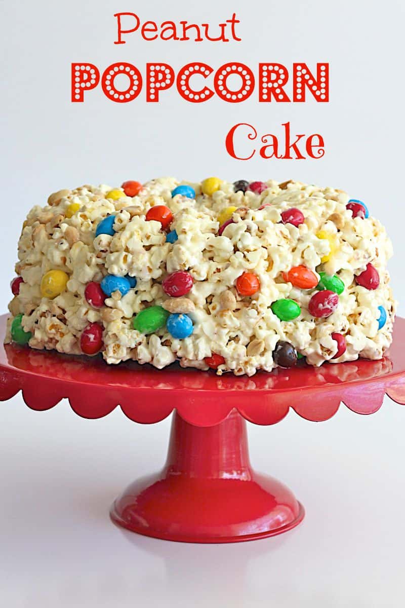 Peanut Popcorn Cake - a party perfect cake that's chewy, gooey and full of sweet and salty crunch.