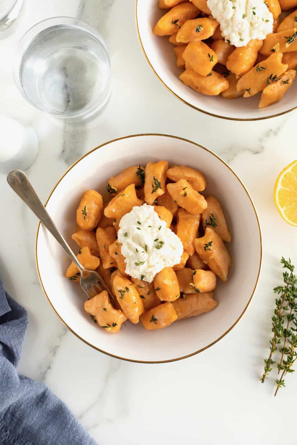 Sweet Potato Ricotta Gnocchi with Garlic Brown Butter Herb Sauce The