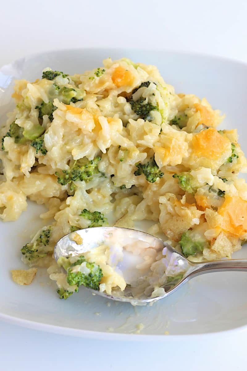 Cheesy Broccoli Rice Casserole The Bakermama 