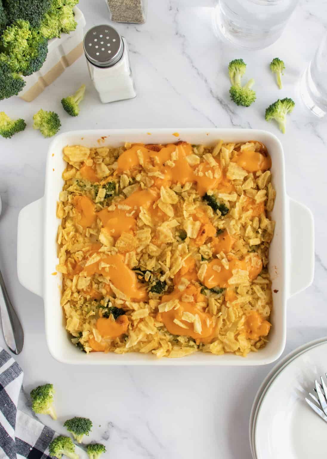 Cheesy Broccoli Rice Casserole - The BakerMama